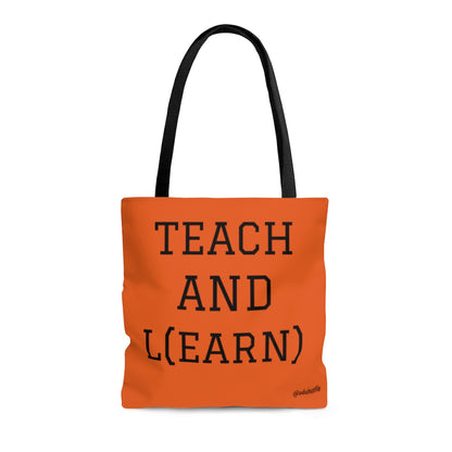 TEACH AND L(EARN) Tote Bag (Orange/Black) - EDU HUSTLE