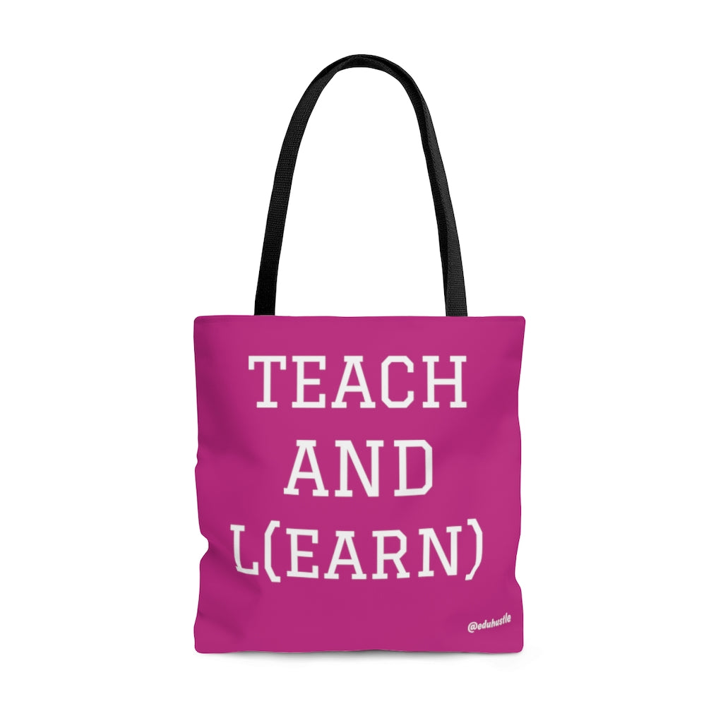 TEACH AND L(EARN) Tote Bag (Pink/White) - EDU HUSTLE