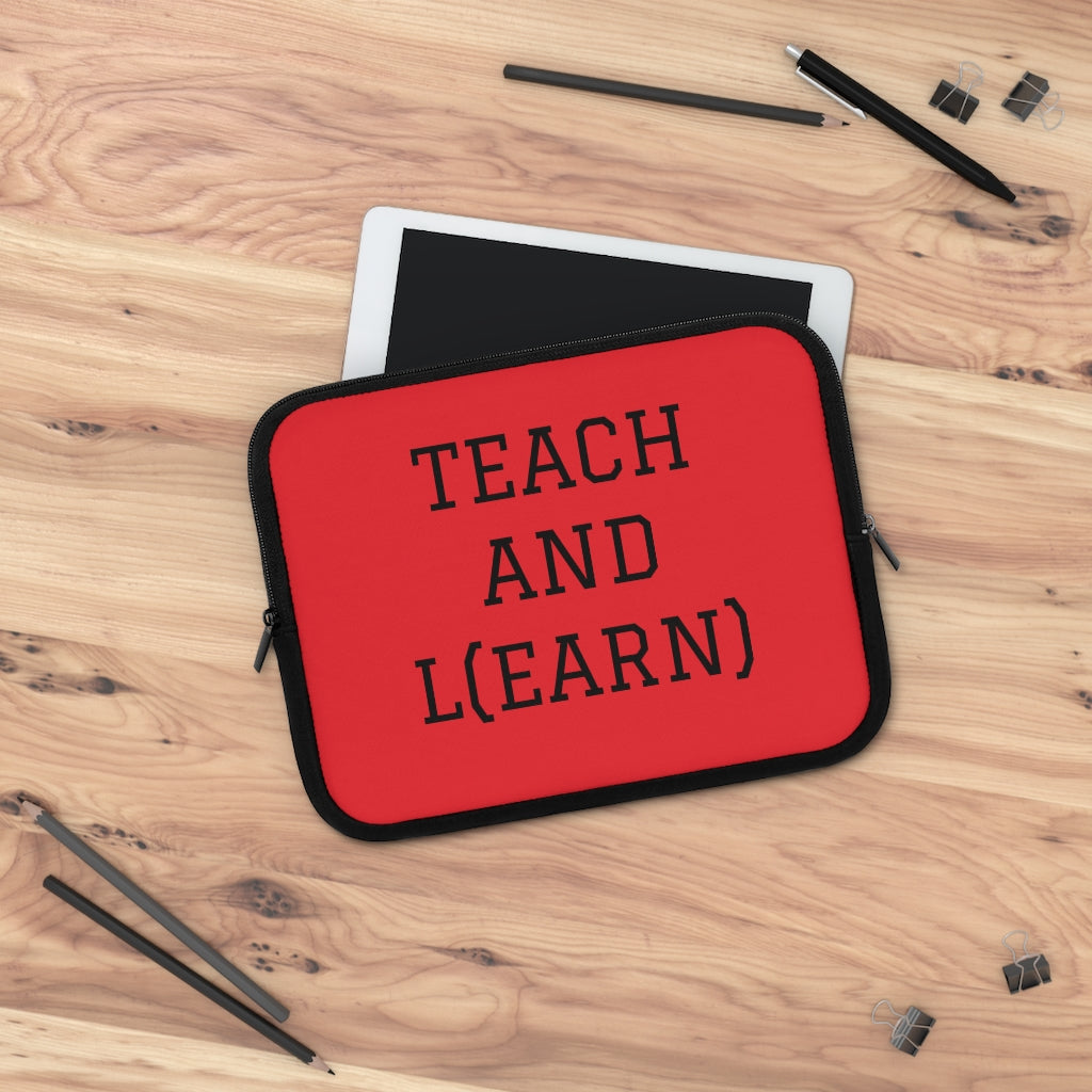 TEACH AND L(EARN) Laptop Sleeve (Red) - EDU HUSTLE