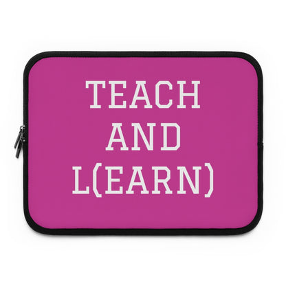 TEACH AND L(EARN) Laptop Sleeve (Pink/White) - EDU HUSTLE