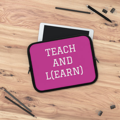 TEACH AND L(EARN) Laptop Sleeve (Pink/White) - EDU HUSTLE