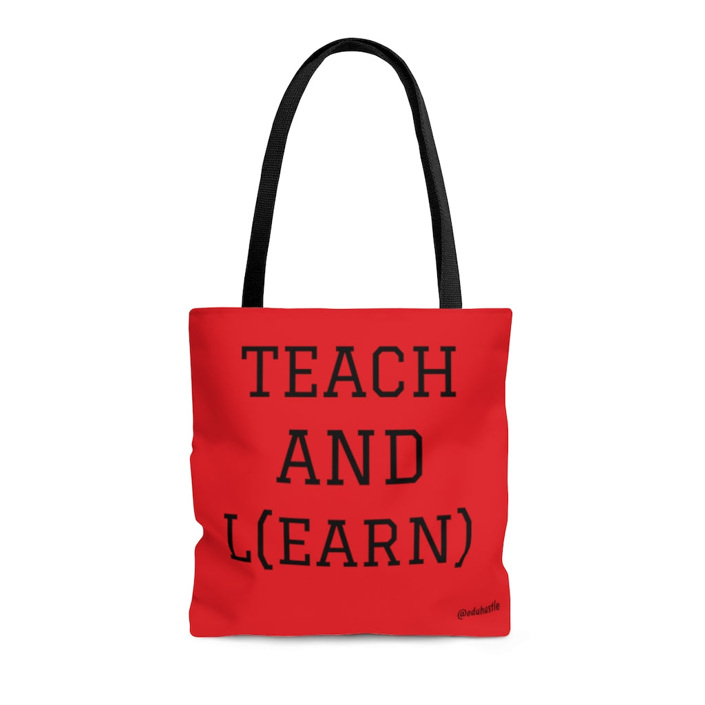 TEACH AND L(EARN) Tote Bag (Red/Black) - EDU HUSTLE