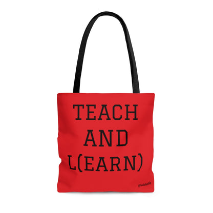 TEACH AND L(EARN) Tote Bag (Red/Black) - EDU HUSTLE